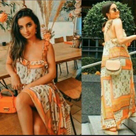 NWT Zara paisley mixed print ruffle maxi dress - Picture 5 of 10